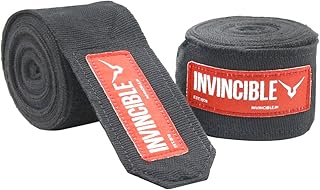 INVINCIBLE Mexican Style Semi-Stretch Nylon Hand Wraps (Black, 4.5 Meter)
