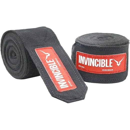 INVINCIBLE Mexican Style Hand Wraps Black 4.5m