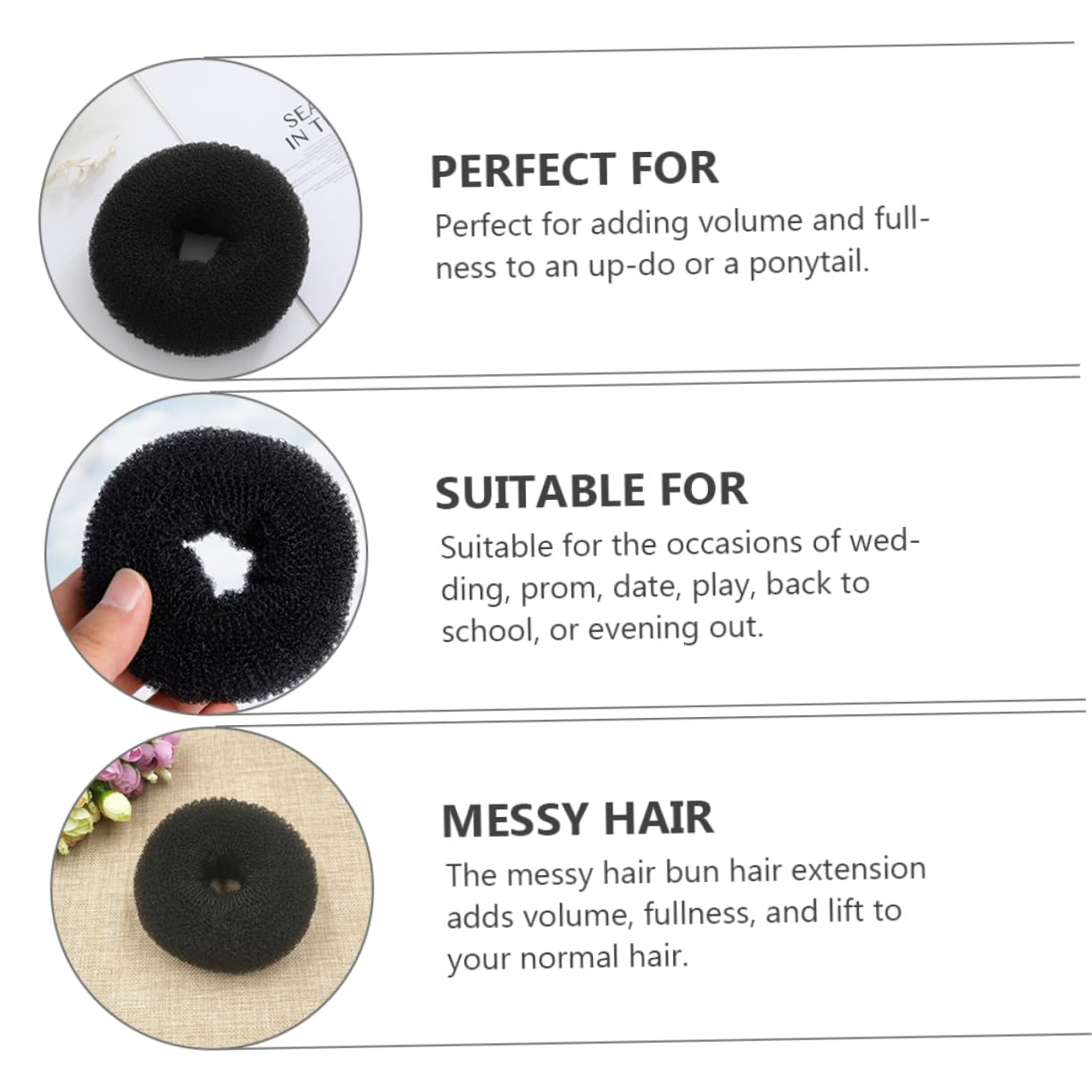 MAGICLULU 3er-set Unsichtbarer Haarknoten-maker-set Haarknoten-maker Für Frauen Haar-donut-former Haar-styling-tool Haarknoten-maker Mittlere Größe 15 Stück * 3