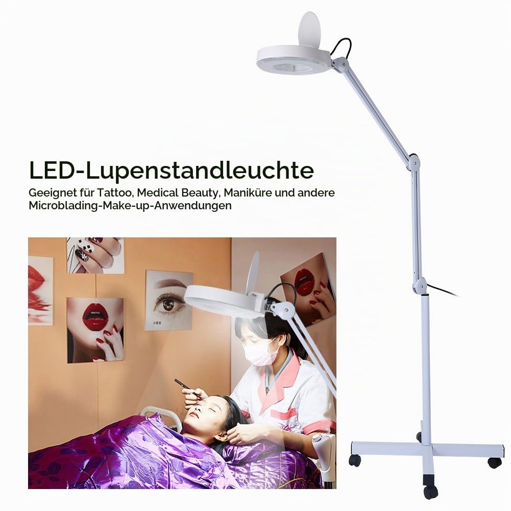 Vergrößerungslampe, 2-in-1-Design Beleuchtung und Zoom,Make-up 5xMagnifying LED Kaltlicht Lupenleuchte,Vergrößern Sie jedes Detail der Haut deutlich