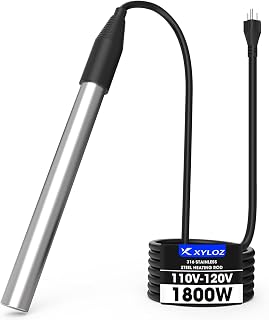 1800W Immersion Water Heater, Electric Fully Sumbersible Pool Heater, Fast Heating Stainless Steel Bathtub Heater, for Small Inflatable Swim Pool, Stock Tank, Hot Tub, Baptistry, Camping, Bucket