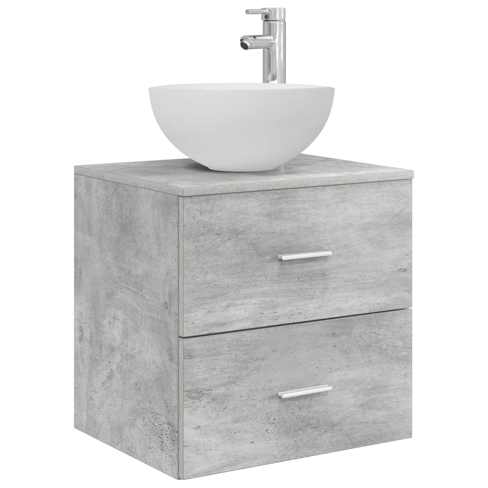 Vidaxl Concretegrey Wall-Mounted Sink Vanity Concrete Grey 49.5 X 41 X 64.5 Cm, Bathroom Organization, Modern Vanity With Sink, Space-Saving Storage, Wall-Mounted Design, Engineered Wood For Efficient Use