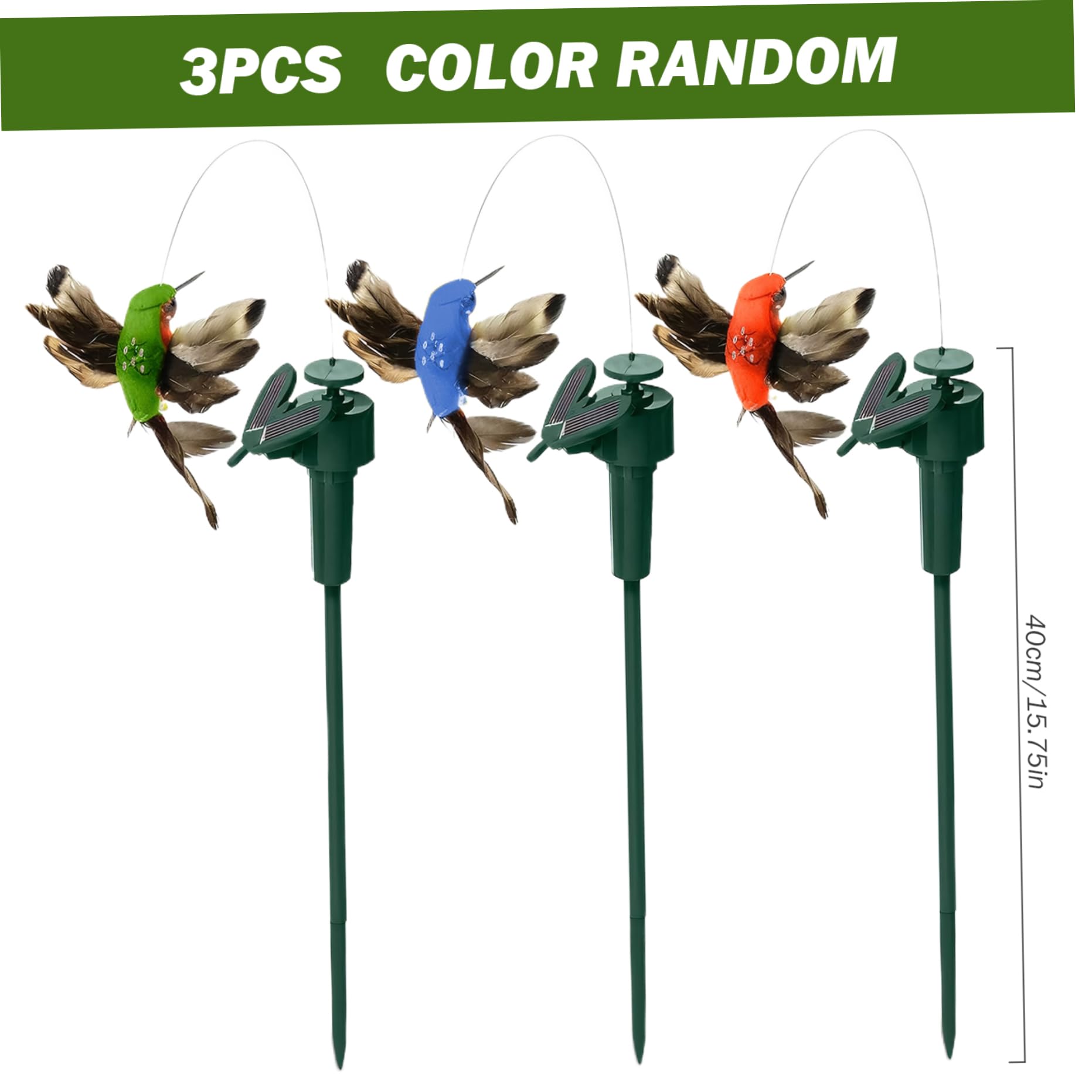 Estaca de jardín de colibríes, 3 Piezas Que revolotean Las estacas de jardín de colibríes, pájaros de columbra de jardín Impermeable, decoración de colibrí con Solar/batería para Patio de Patio exter