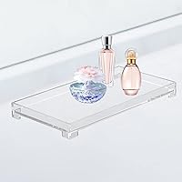Vista 6 de Bandeja de baño de tocador, bandeja de almacenamiento rectangular de acrílico decorativa Catchall (grande, transparente)