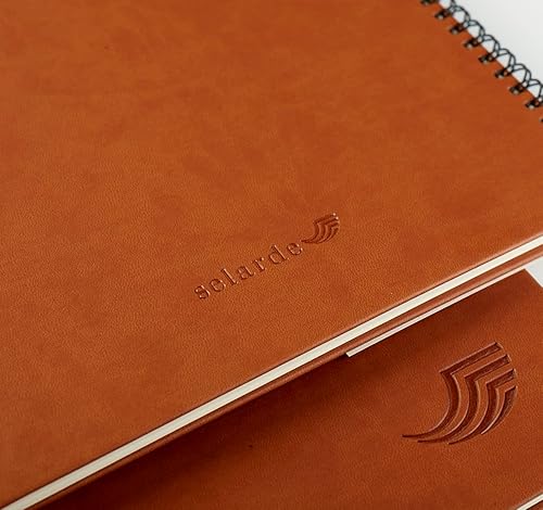 Miniatura 8 de Selarde - Cuaderno multiusos de tapa dura de piel térmica, 64 hojas128 páginas con línea divisora de página media, 8.5 x 11 pulgadas, papel de 3.17
