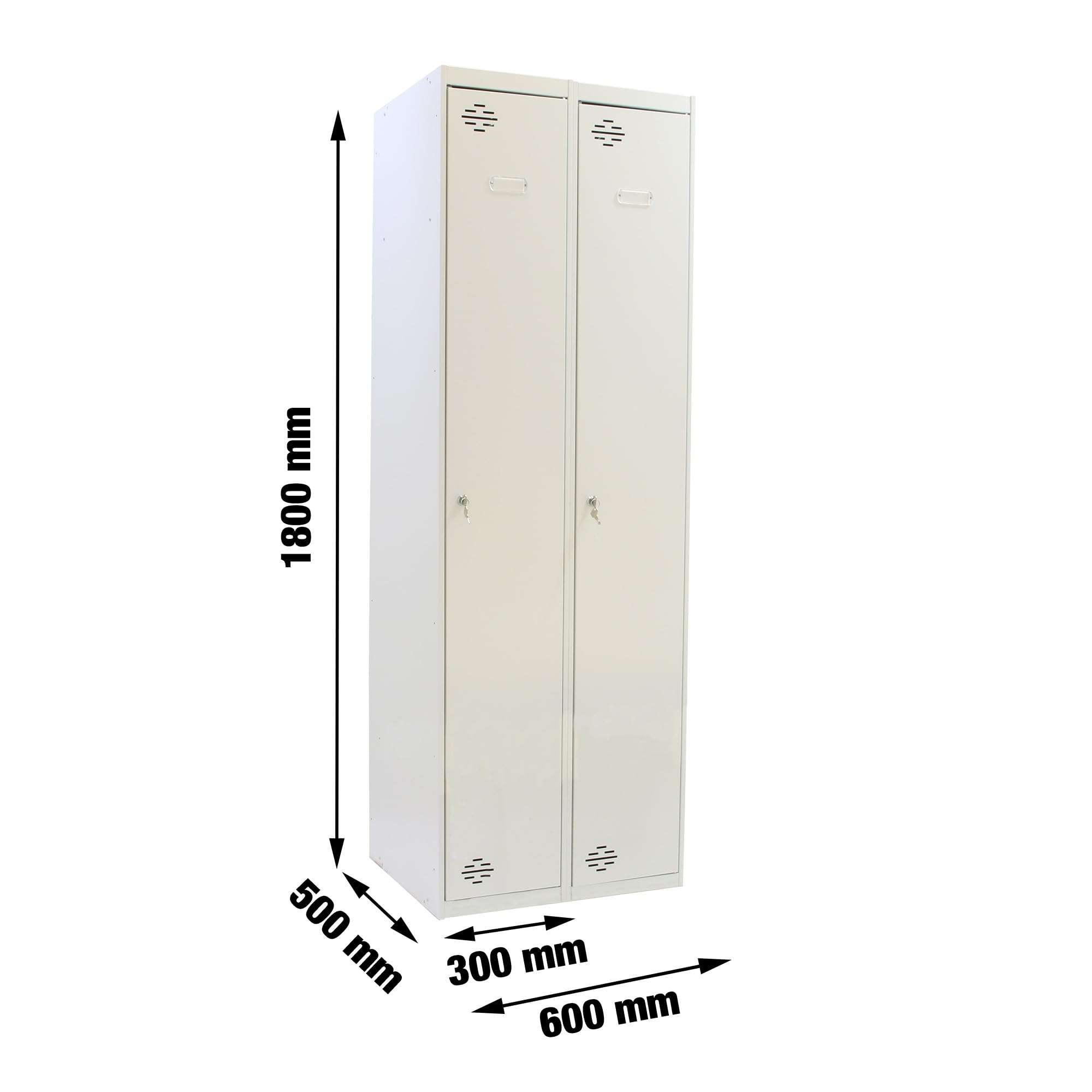 Simon Rack Taquillas Vestuario Metálica, 1800x600x500 mm, 1 Puerta, 2 Módulos, Incluye Llave, Gris - Simonlocker