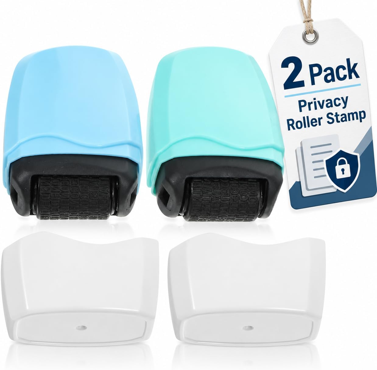 NUOBESTY 2 Pack Privacy Roller Stamp, Blue & Green, 2.36 x 1.4 in