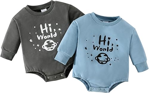 ChuYuKu Baby Boy Clothes Fall Winter 2Pcs Set Long Sleeve Newborn Onesies Sweatshirt Infant Outfits Gift 0-12M