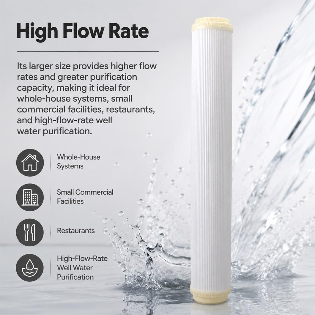 4er-Pack 2,8 x 20 Zoll UF-Membran-Hohlfaser-Ersatzkartusche, 0,01 Mikron Filtration, geeignet für Brunnenwasser, Untertisch- und Hauswasserfiltersysteme