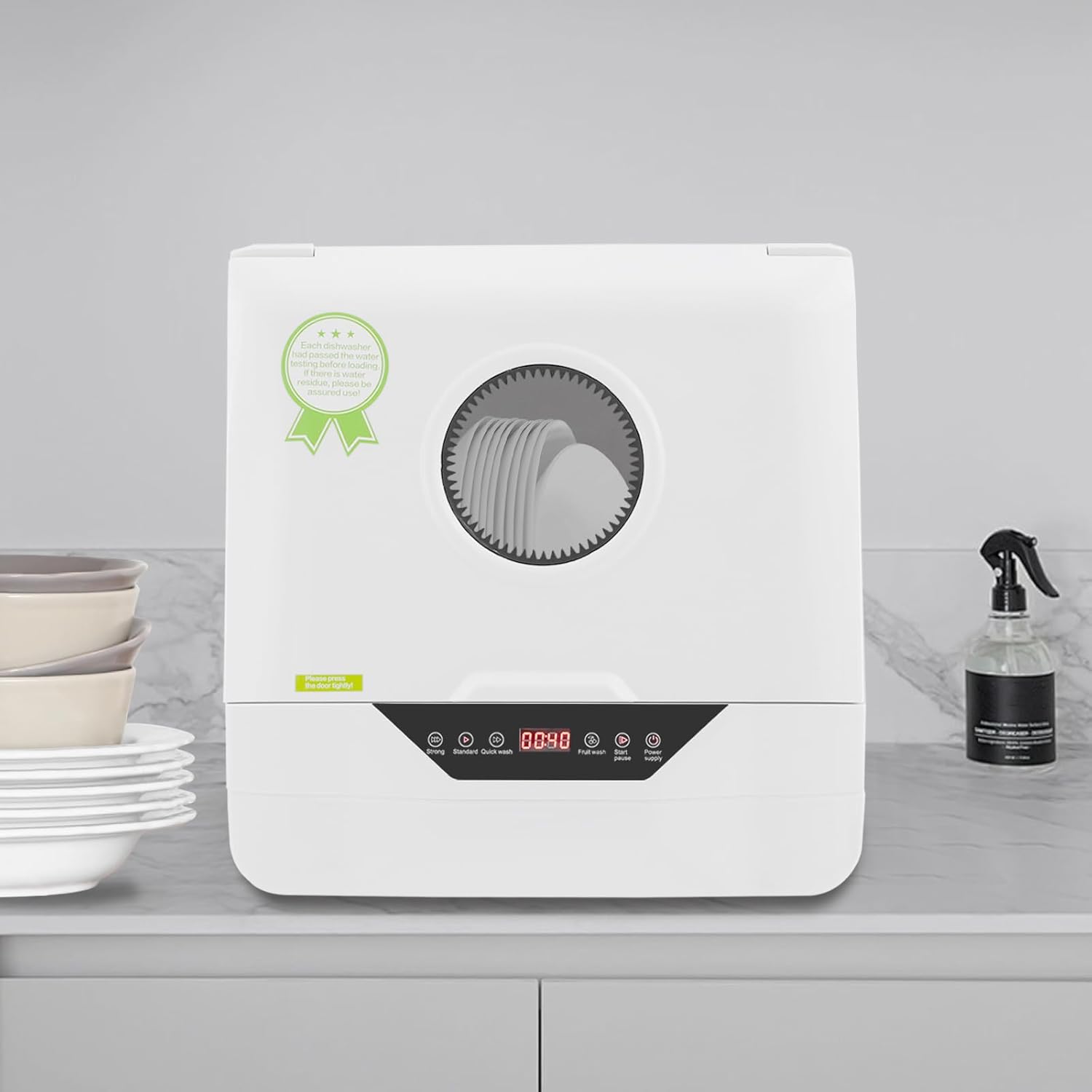 Countertop Dishwasher with 4 Washing Modes, Portable Dishwasher with Dishwashing Rack and Inlet Hose, 6L/1.59Gal Max Water Consumption, Mini Dishwasher for Small Houses, Kitchens (For 2-5 Persons)