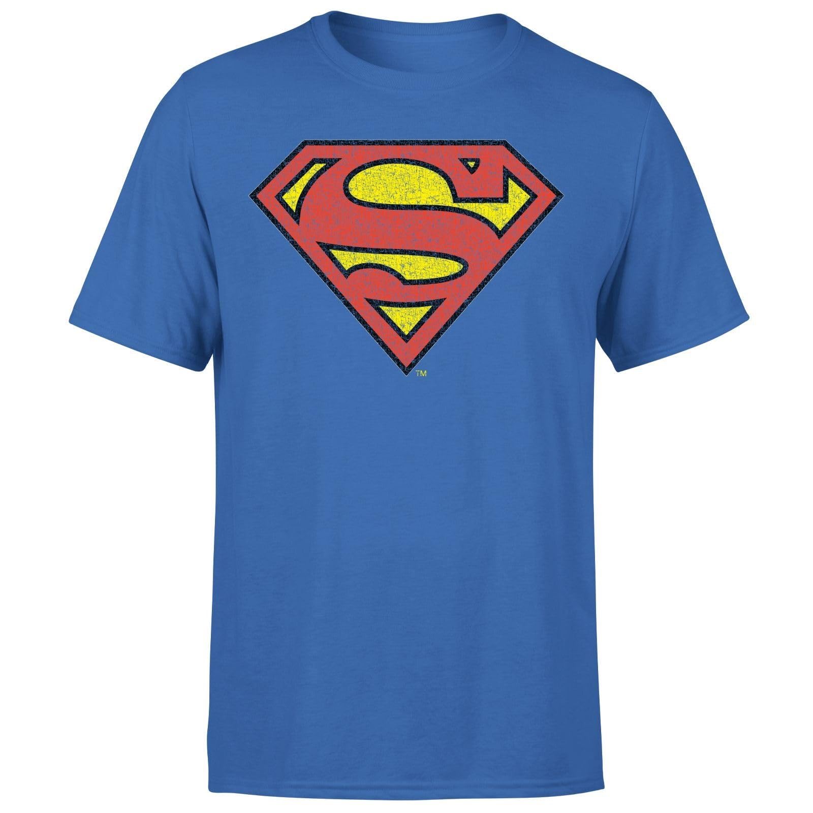 Official Superman Crackle Logo Men's T-Shirt - Blue - S