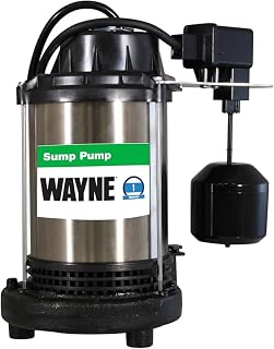 Wayne CDU1000ET 1 HP Submersible Sump Pump - 6100 GPH Cast Iron & Stainless Steel, Ultra-Quiet, 5-Year Warranty