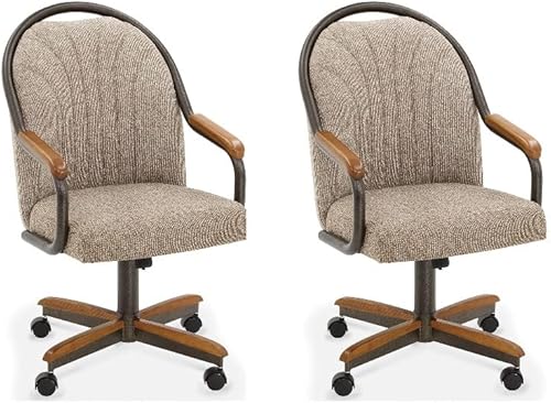 Chromcraft Douglas Swivel Dining Chair in Chestnut and Texture Bronze (Set of 2)