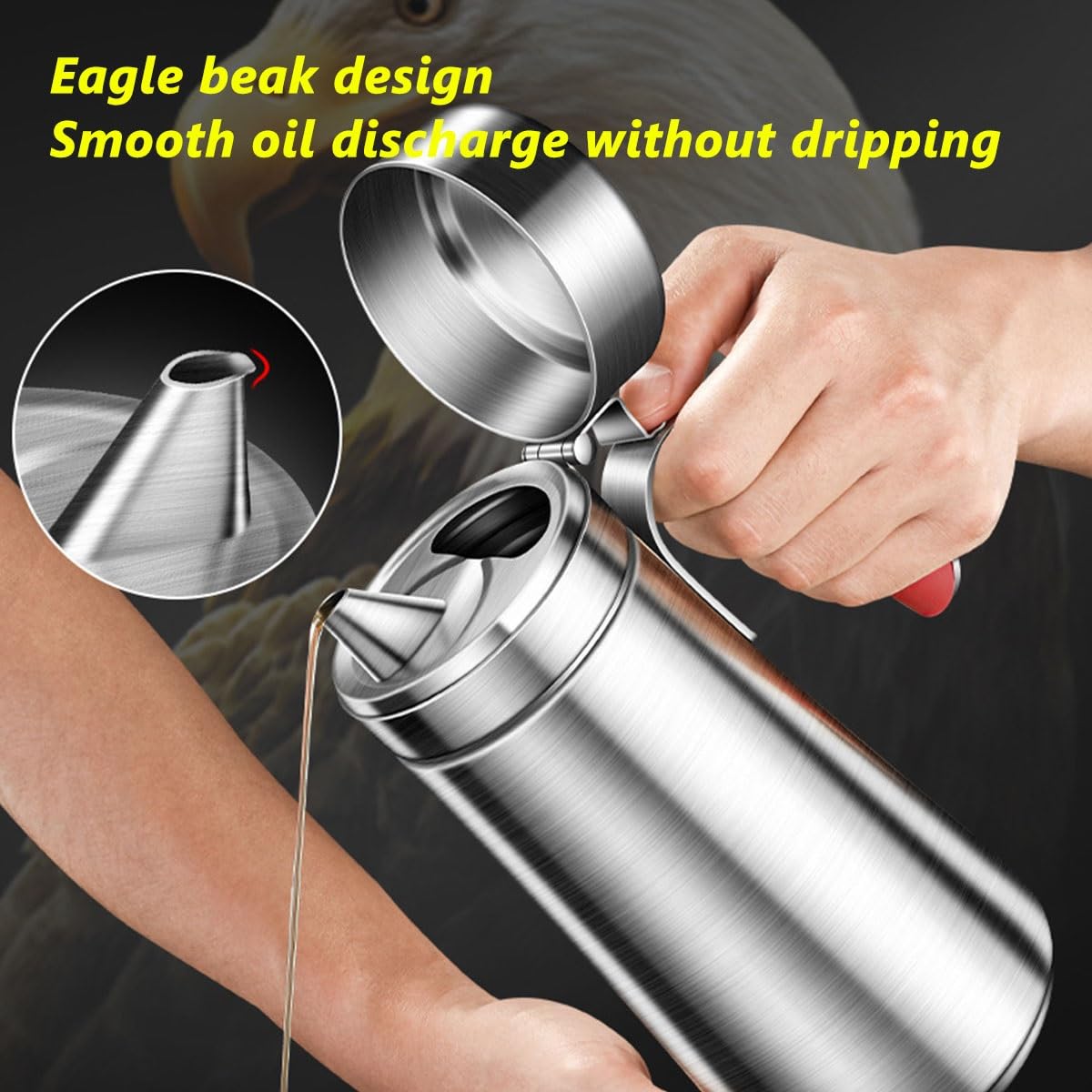 LEIYTFE Dispensador De Aceite De Oliva Cocina Botella De Acero Inoxidable De 800 Ml Aceitera Y Vinagrera para Cocina,Lata De Aceite De Cocina A Prueba De Fugas/Uso Diario