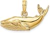 14K Yellow Gold Humpback Whale 2D Pendant