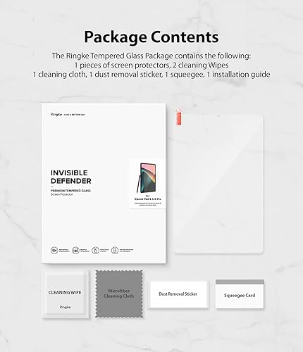 Miniatura 9 de Ringke Protector de pantalla de vidrio templado compatible con Xiaomi Pad 5 / Xiaomi Pad 5 Pro (11 pulgadas) Película protectora de vidrio de