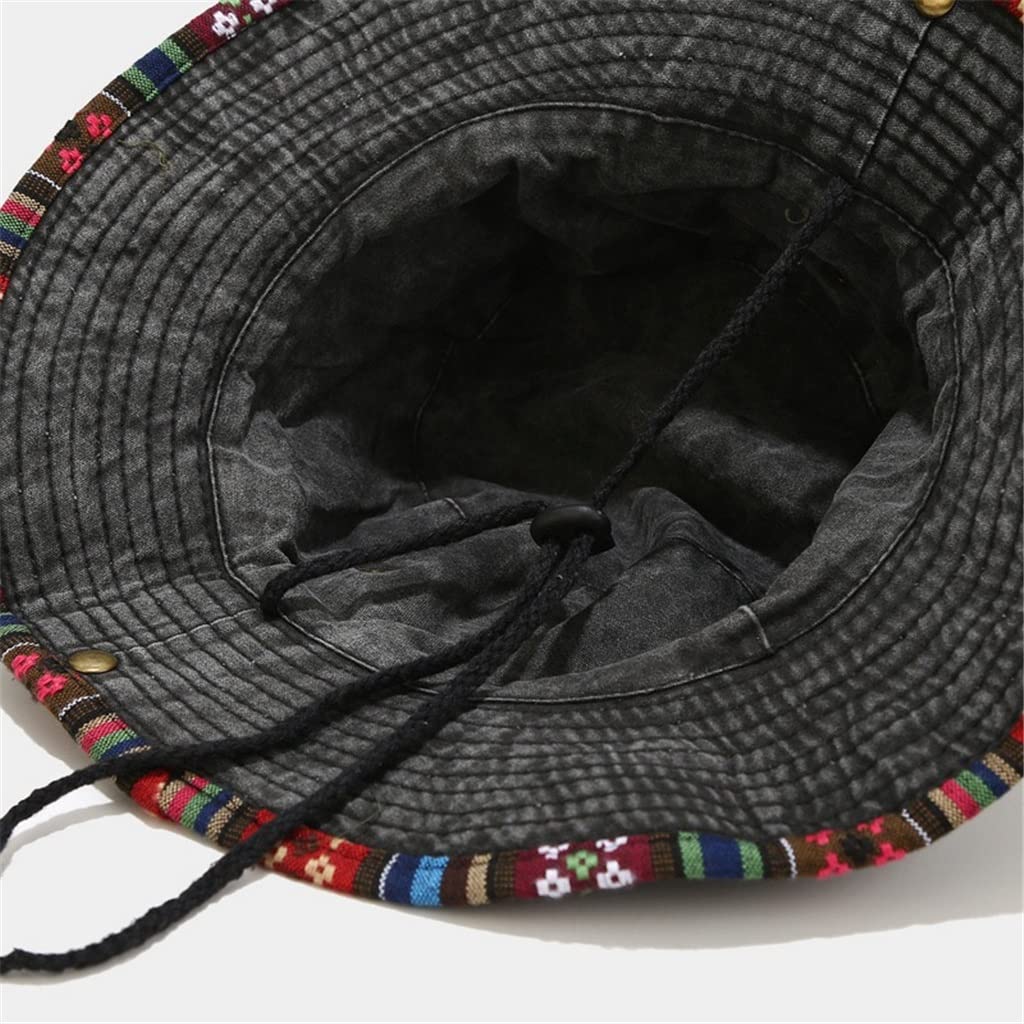 Cappello da Pescatore da Sole Panama a Tesa Larga Estivo per Uomo Donna Protezione UV Boonie Cappelli Cappello da Pescatore da Spiaggia all'aperto in Cotone (D 6 7/8~7 1/8)