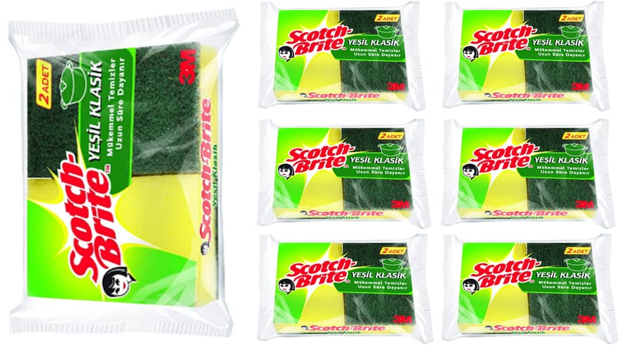 Scotch Brite Klasik Bulaşık Süngeri Yeşil 2'li Paket x 7 Adet