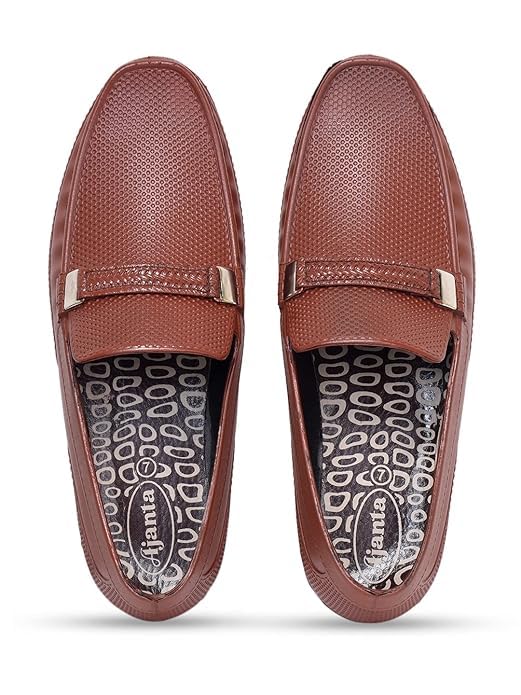 Image of AJANTA Men's Slip-on PVC Loafer | Waterproof & Rain Shoes| Slip Resistant Flexible Outsole | Lightweight Formal Moccasins for Office & Party