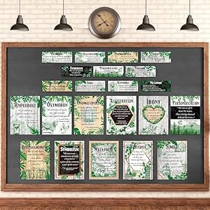 Zonon 22 Pieces Literature Posters Classroom Decorations Elements of English Language and Literature Grammar Educational Posters English Art Print for Middle High School(Greenery)