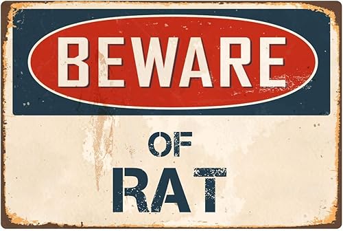 Beware of Rat - Letrero retro de vinilo vintage de 1 8 x 12 pulgadas