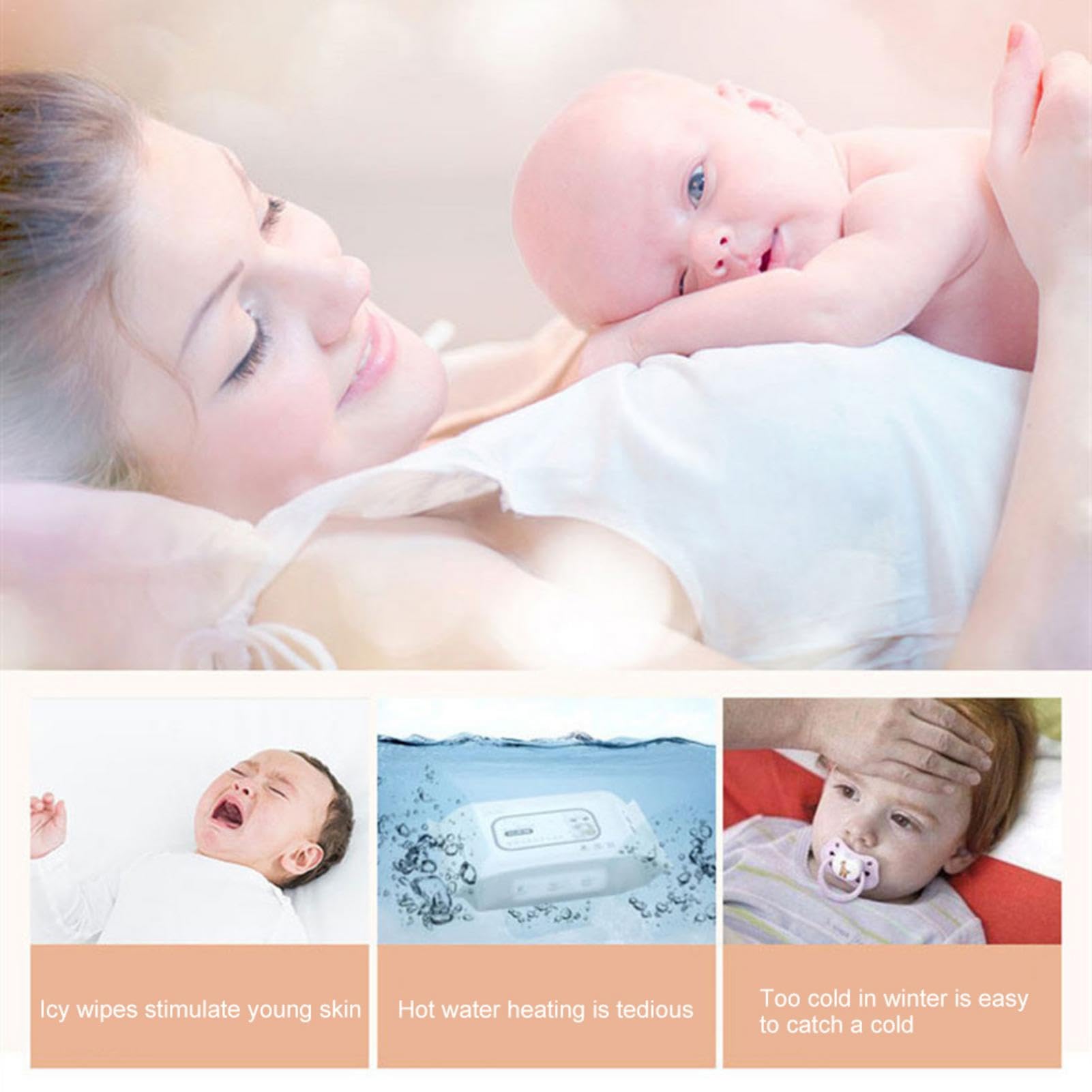 Porte-lingettes humides – Chauffe- portable pour bébé – Chauffe | lingettes thermostatique confortable pour lingettes et serviettes, distributeur de lingettes pour bébé
