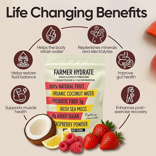 Miniatura 3 de Ballerina Farm Polvo de electrolitos  Fruta 100% real, agua de coco orgánica, fibra prebiótica, musgo marino irlandés  Mantente hidratado y