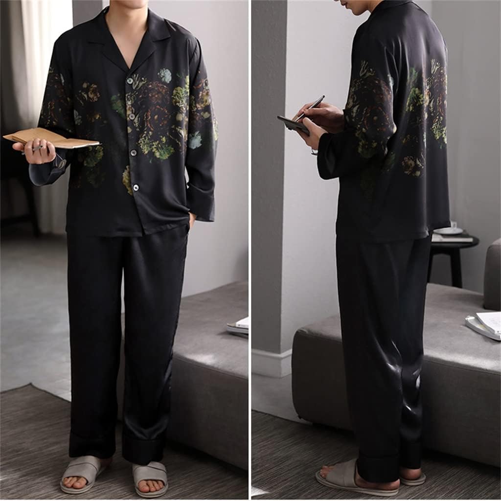 Pajamas Spring Long Sleeve Silk Ice Homewear and Autumn Men's Suit