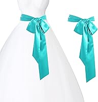 Vista 15 de obmwang Cinturón de satén de boda para ocasiones especiales, faja nupcial de 4 pulgadas de ancho, doble cara