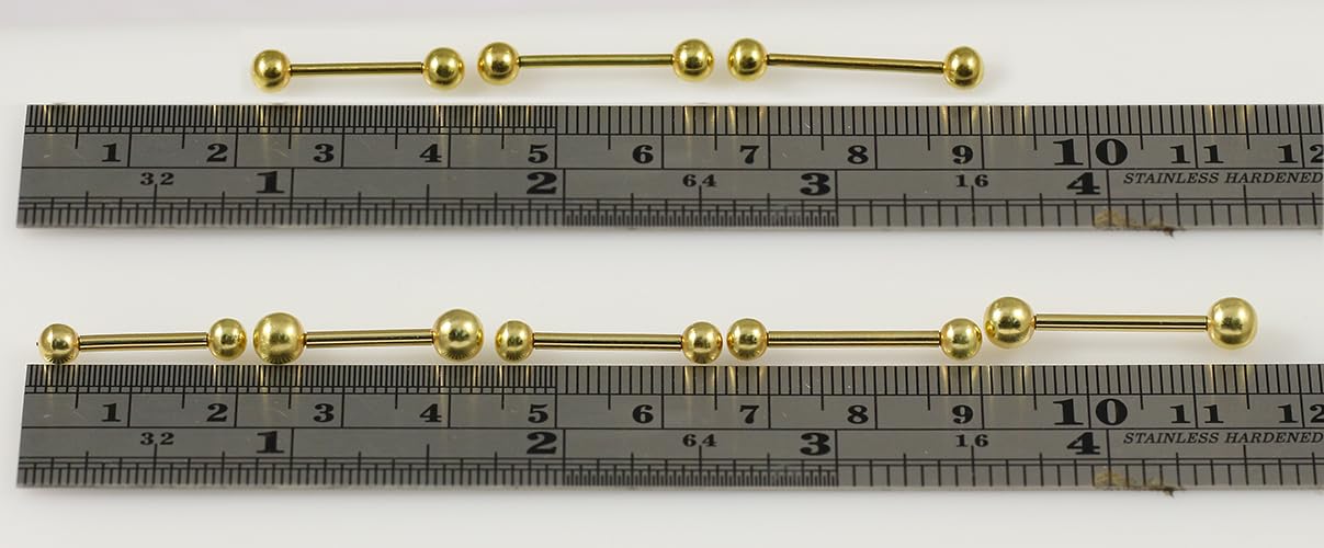 Piercing de oro amarillo macizo de 14 quilates, calibre 14, con bola