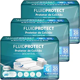 FLUID PROTECT Kit Protetor de Colchão Descartável (60 unidades - 3 Pacotes)