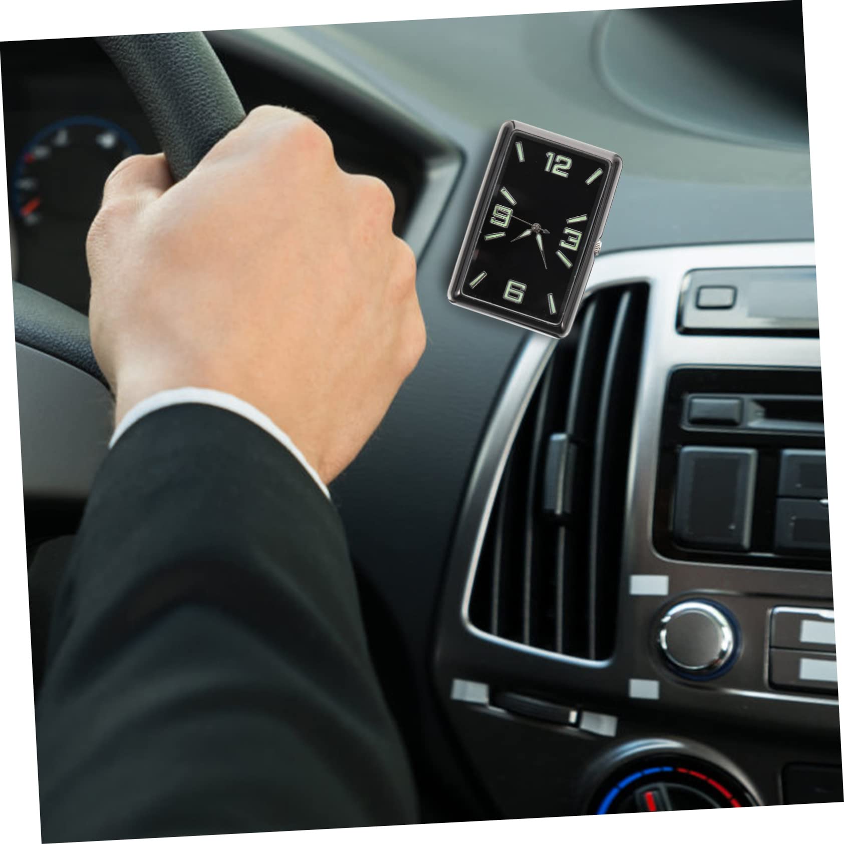 OUNONA 5piezas Reloj De Salpicadero Cuadrado Adhesivo Reloj Analógico Para Decoración De Automóviles Para Oficina y Hogar Diseño Elegante y Funcional Sin Obstaculizar La Visibilidad