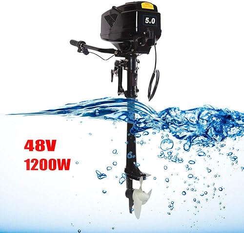 Miniatura 2 de Motor fueraborda eléctrico HANGKAI de 5 HP 1200 W, motor fuera de borda sin escobillas de 48 V, motor de barco de pesca resistente, arranque