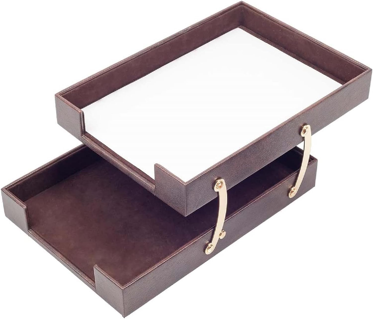 MOOGCO Set da scrivania in pelle marrone con supporto per banconote, porta penne, sottobicchiere in pelle, marrone (3C)…