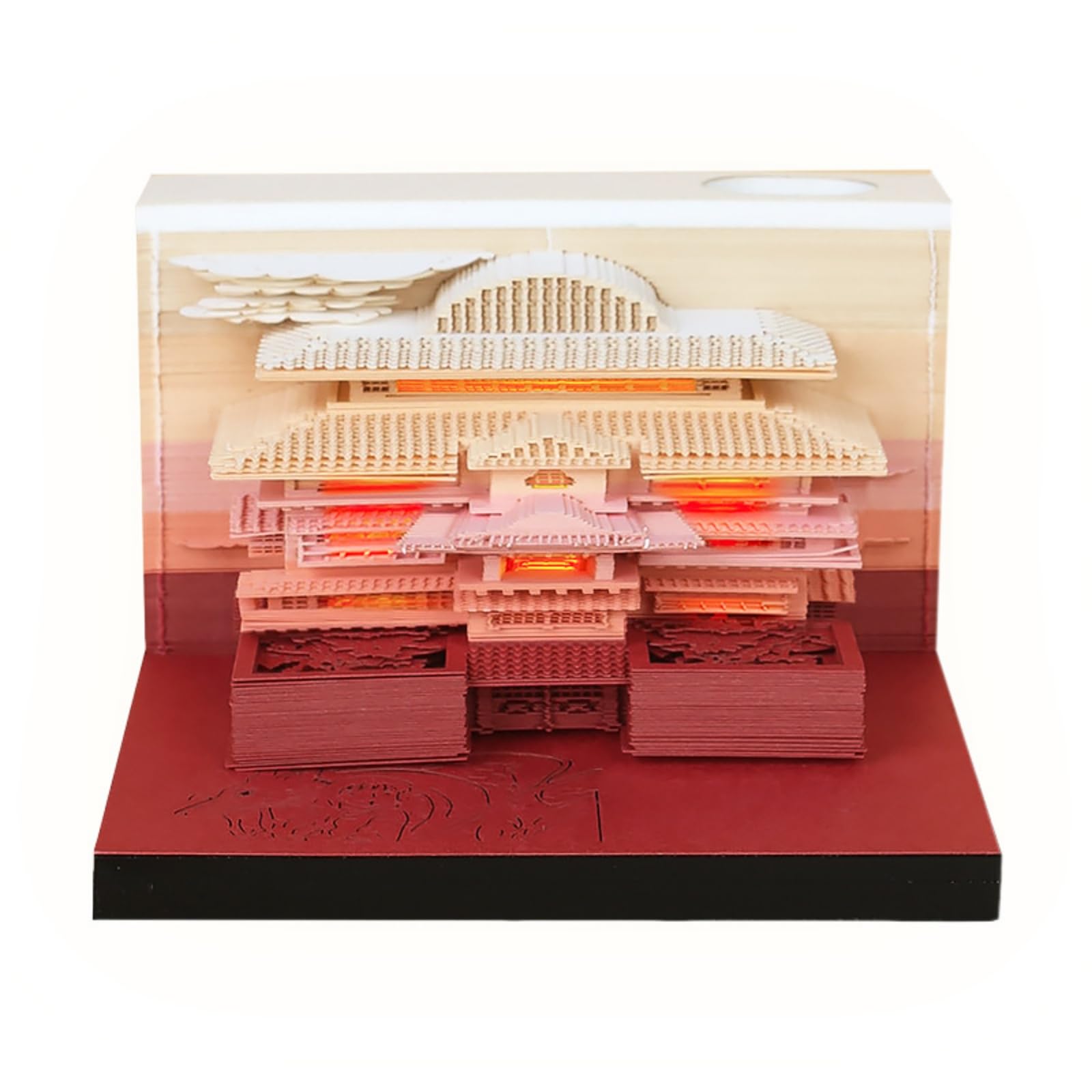 Bloc Notas 3D, 千与千寻（带灯） | , Bloc Notas con Escultura Papel, para Escritorio