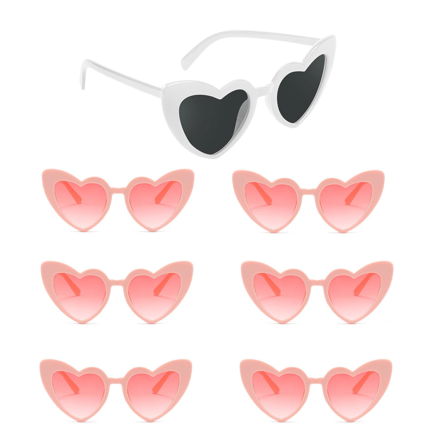 DUOHERESHUI Gafas De Novia, 7 Piezas Gafas De Fiesta, Gafas De Sol Para Novia, Gafas De Sol Retro Corazón, Para Fiesta De Boda, Fiesta De Despedida De Soltera, Accesorios De Disfraces, Cumpleaños