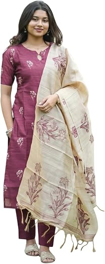 Sun Fashion And Lifestyle Kurta Sets for Woman | Kurti Set | Women's 3 Piece Kurta Pant Dupatta Set | Chanderi Silk Kurta ...