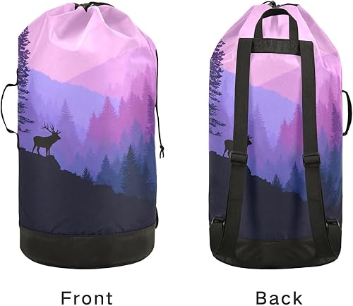 Vista 283 de Mochila de lavandería con correas ajustables para el hombro, bolsa de lavandería sucia para viajes, campamento, universidad, resistente, Rosa floral