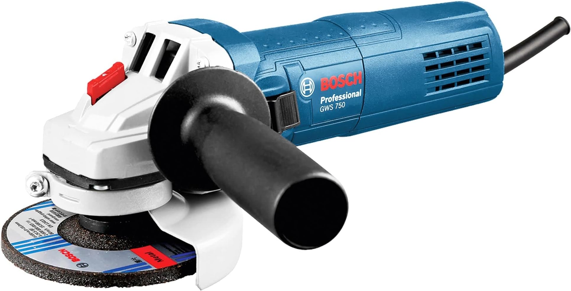 Bosch Professional GWS 750 angle grinder (115 mm disc diameter, 750 W, incl. auxiliary handle, backing flange, locking nut, protective guard, two-hole spanner, carton)