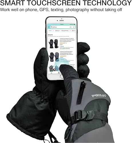 Miniatura 4 de PHRIXUS Guantes de esquí para hombre y mujer, impermeables, para invierno, cálidos, 3M, Thinsulate, guantes de esquí y nieve, snowboard y motos de