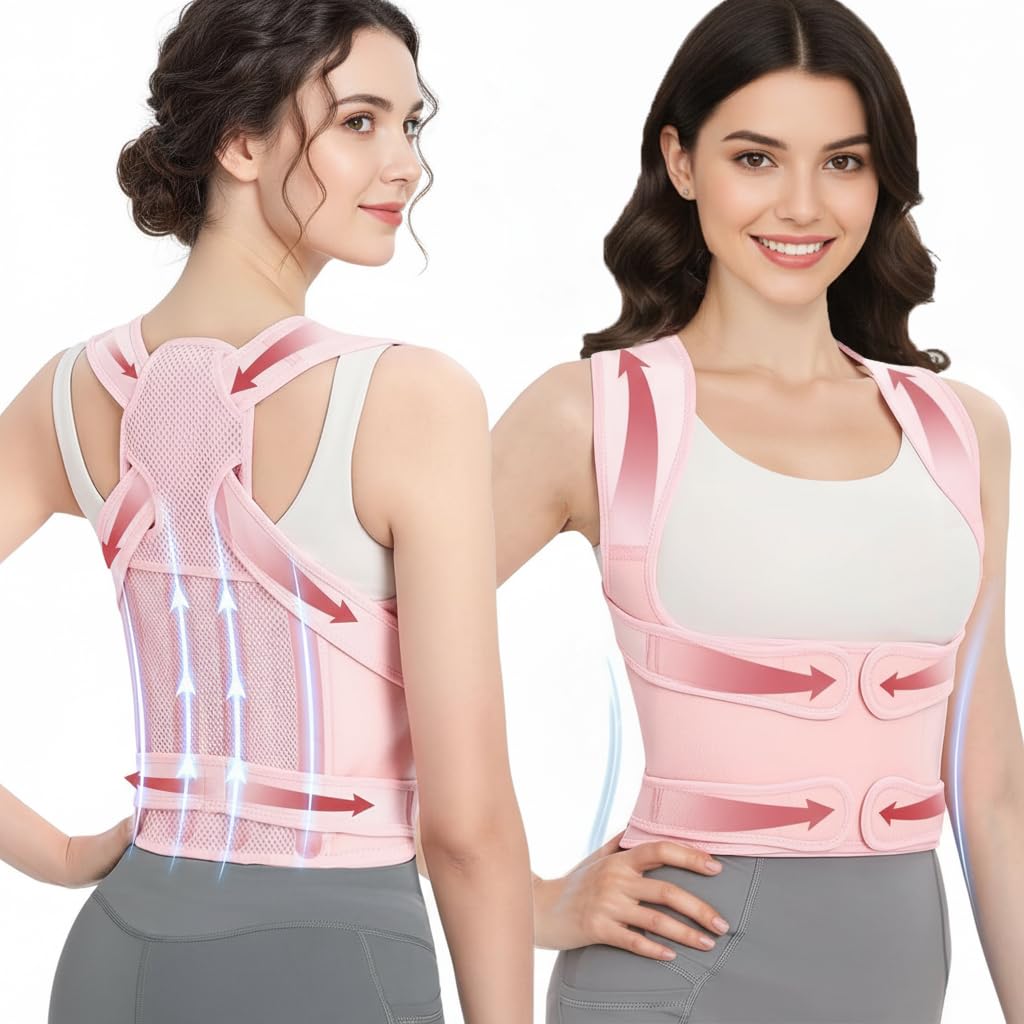 Posture Corrector for Women & Men – Adjustable Back Brace with Full Back Support, Shoulder Straightener for Spine Alignment, Scoliosis, Hunchback & Back Pain Relief (Beige,Large)