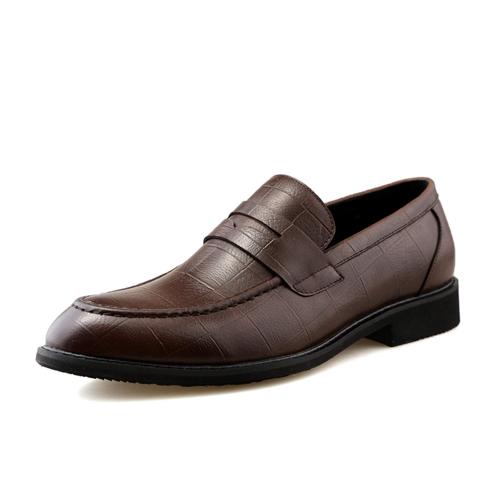 Sticky rice ballsأحذية رجالية عارضة فاخرة مريحة المتسكعون Penny Loafer for Men Round Moc Toe Burnish Stiching Plaid Embossed Synthetic Leather Solid Color Rubber Sole Block Heel Slip-ons Men's leather shoes أحذية عالي