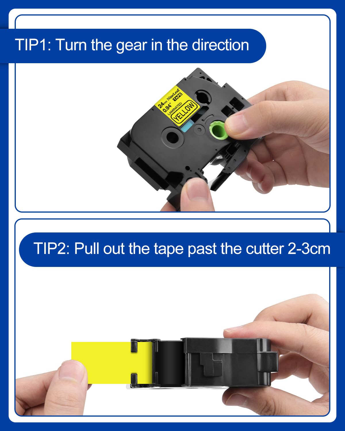 NineLeaf 6 Pack Replacement for Brother P-Touch TZe-651 TZ-651 TZe651 TZ651 AZe 24mm 0.94'' 8m Laminated Black on Yellow Label Tape Cassette for Ptouch PT-9400 9500PC 9600 9700PC 9800PCN Label Maker - Image 2