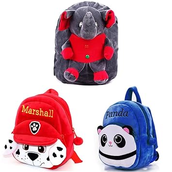 DZert Soft Plush Kids School Bag & DZert Kids School Bag Soft Plush Backpacks (2-5 Years) (Marshall) & DZert Panda Kids School Bag Soft Plush Backpacks Cartoon Baby Boy/Girl (2-5 Years) (Dark Blue)