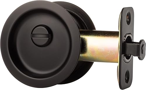 Miniatura 2 de Dynasty Hardware Pestillo de puerta de bolsillo, mango deslizante redondo para baño o dormitorio, tirador de paso de bloqueo, herrajes de puerta de
