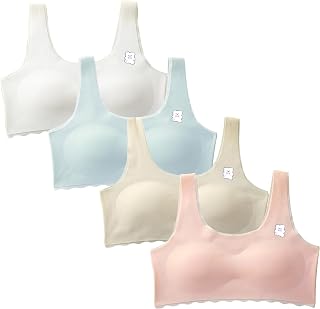 Girls' Training Bras Seamless Wireless Sports Bra Light Padded Cami Training Bras Beginner Bra Multipack