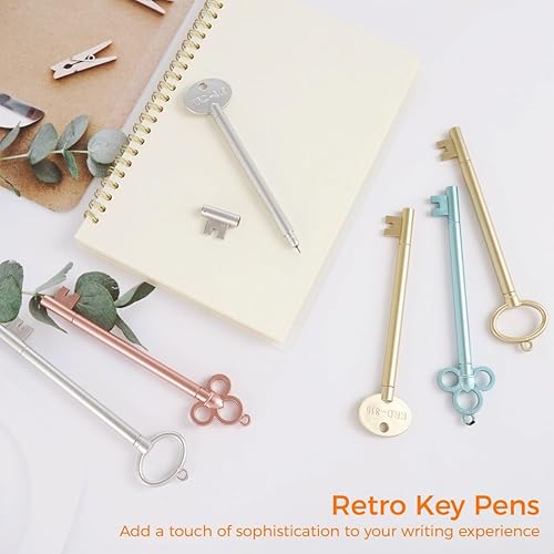 Miniatura 3 de Juego de 96 bolígrafos vintage en forma de llave, diseño retro con tinta negra fina para oficina y escuela, bolígrafos de escritura suave