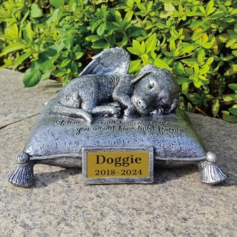 HJHHARTAPACE Personalized Dog Memorial Stones, Dog Statue Memorial Gifts Dog Headstone for Grave Dog Tombstones Pet Loss of Dog Sympathy Gift Home Yard Garden Decor, 8”L x 6.5”W x 3.5”H Cover