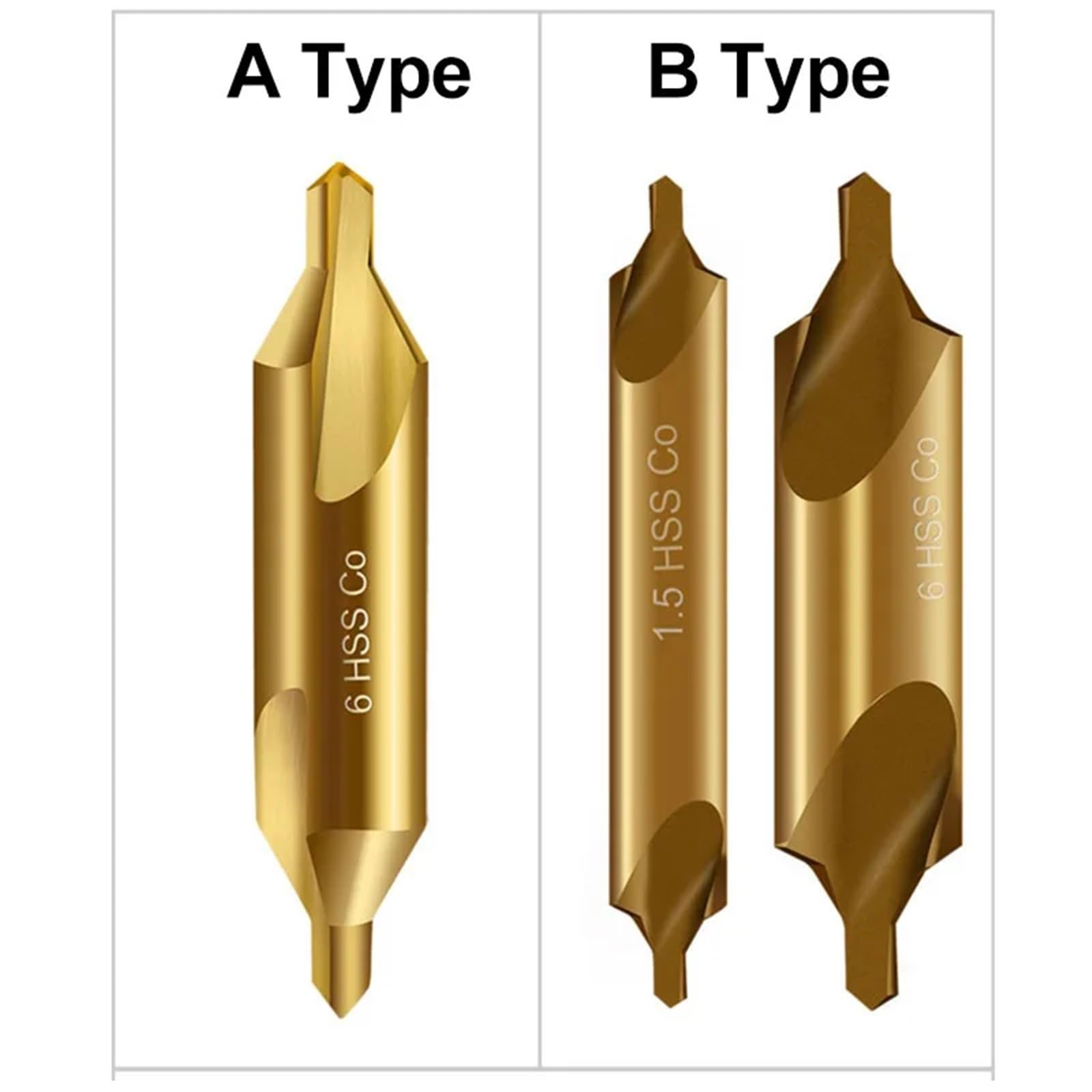 Broca de centro cobalto M35, broca avellanada 60 grados, herramienta fresado for torno posicionamiento metalurgia acero inoxidable, cortador agujeros broca(A 10mm Straight)