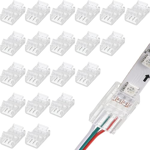 20 conectores de luz LED de 3 pines, tira a cable, conector rápido, extensión LED, conector de tira LED de 3 pines, conectores de tira de terminales